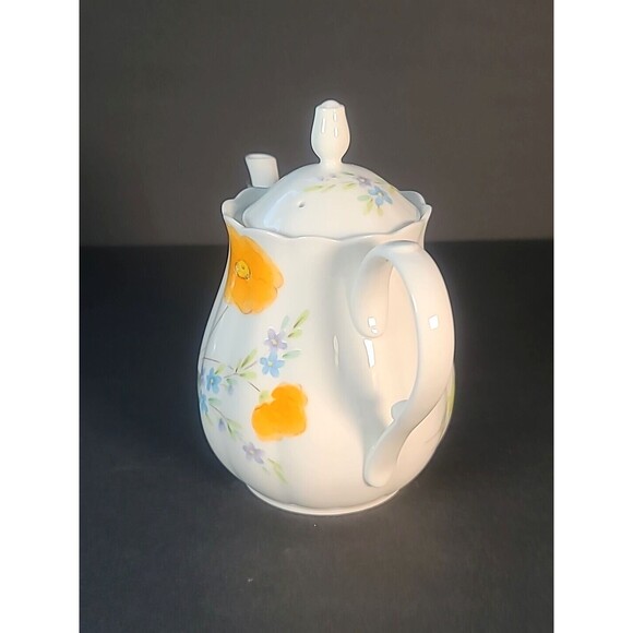 Mikasa POPPY LOVE Teapot & Lid Delicate Bone China California Poppy Rare Vintage - Picture 3 of 13